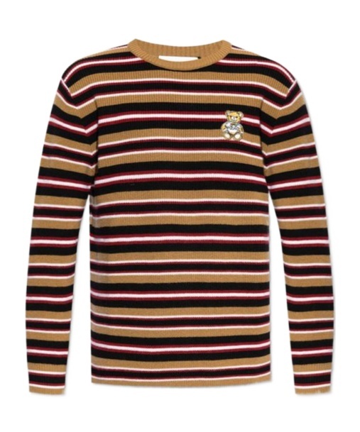 Moschino Striped Crewneck Jumper In Brown