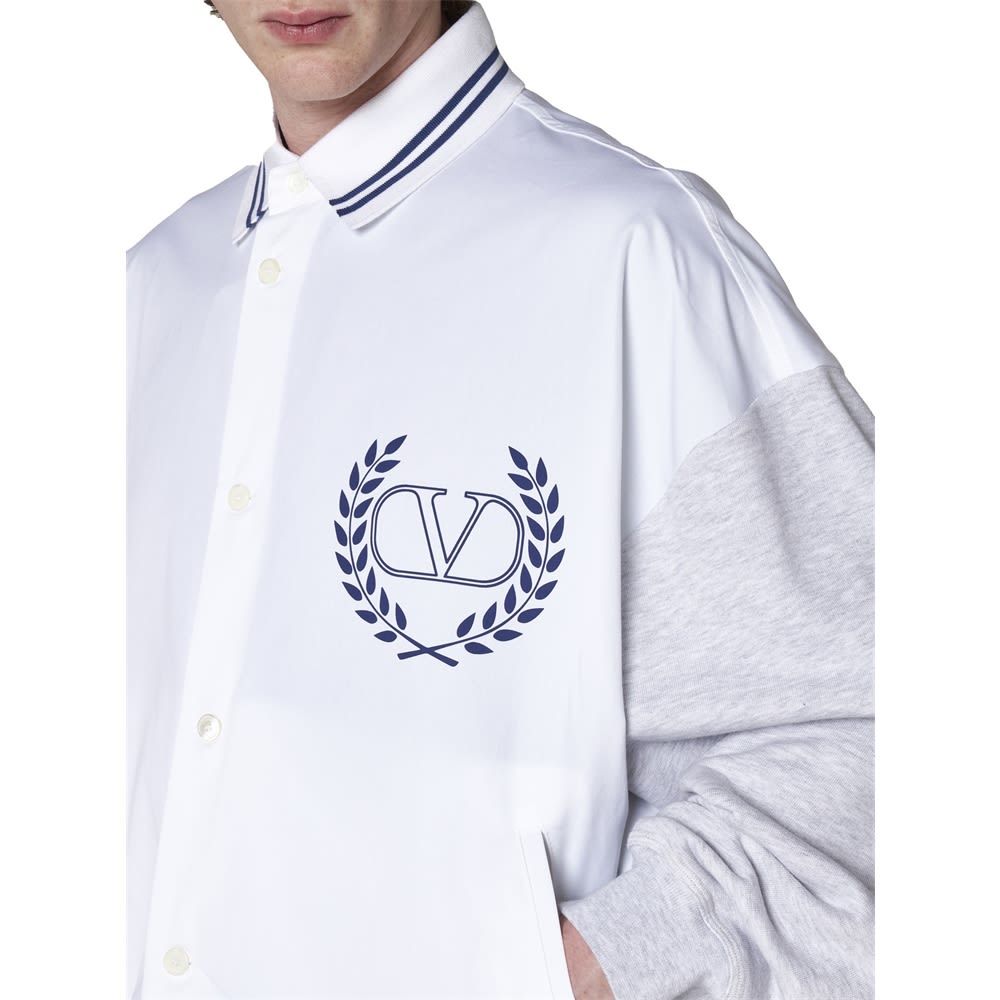 Valentino Vlogo Bomber Jacket In White