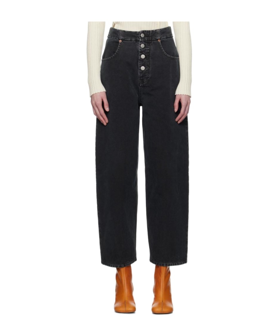 Mm6 Maison Margiela Bicolor Straight Denim Jeans In Black