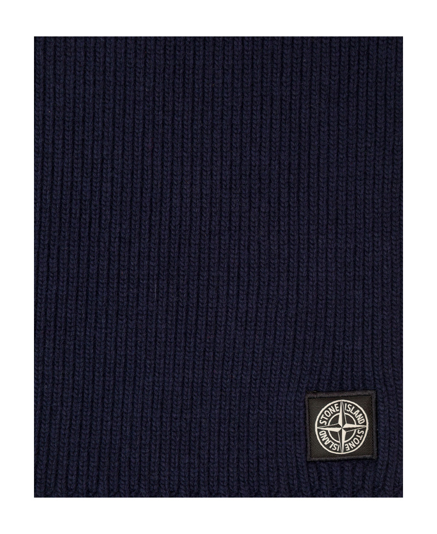 Stone Island Ribbed Knit Scarf In Black