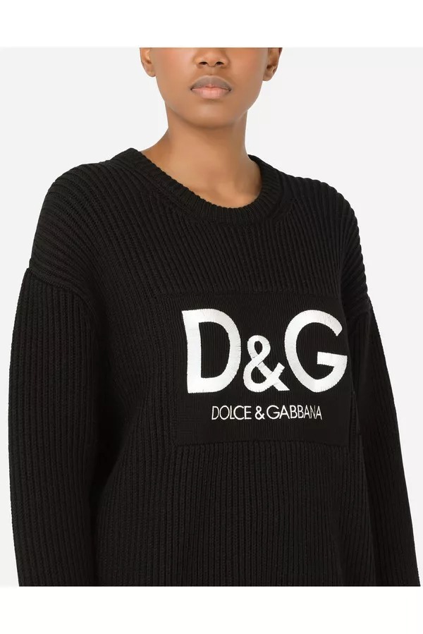 Dolce & Gabbana Logo-embroidered Wool Jumper In Black