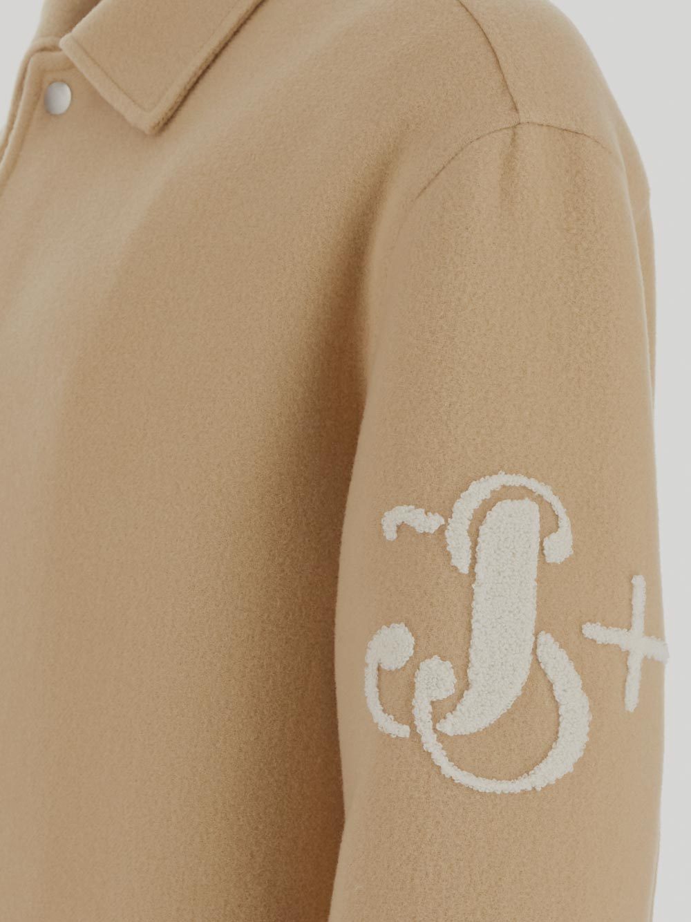 Jil Sander Logo-embroidered Virgin-wool Jacket In Nude