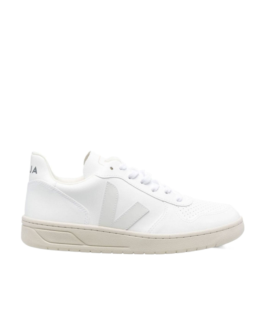 Veja White V-10 Lace-up Sneakers In White