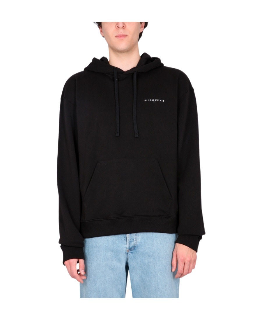 Ih Nom Uh Nit Relaxed Fit Black Hoodie With Graphic Design In Black