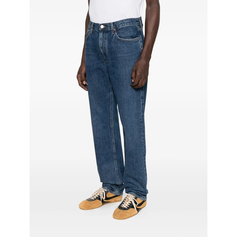 Agolde Denim Trousers With Belt Loops In Blue