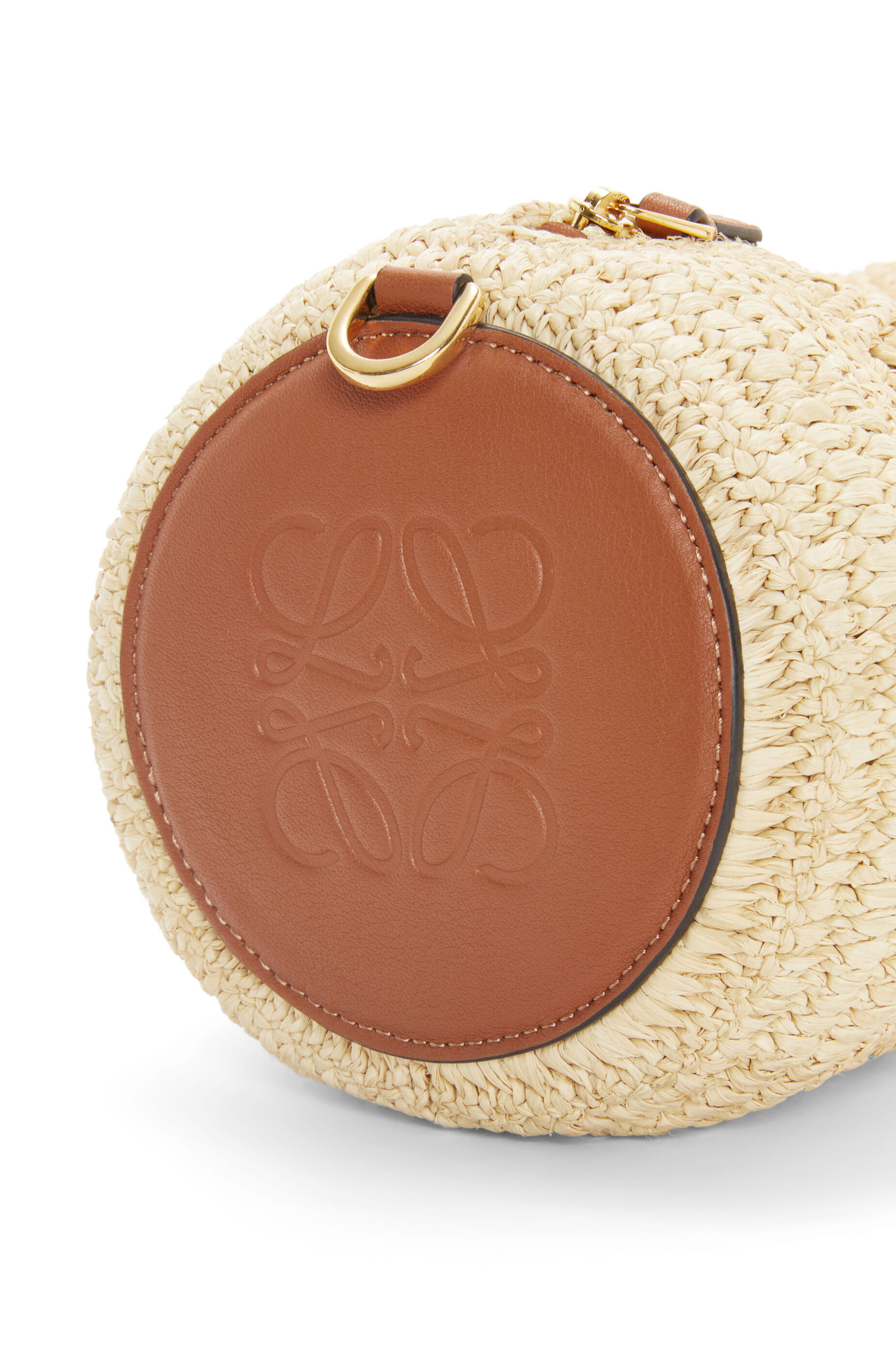 Loewe Bracelet Pouch In Raffia And Calfskin In Nude