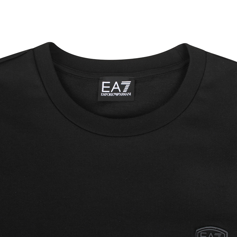Ea7 Logo Round Neck Sweater In Black
