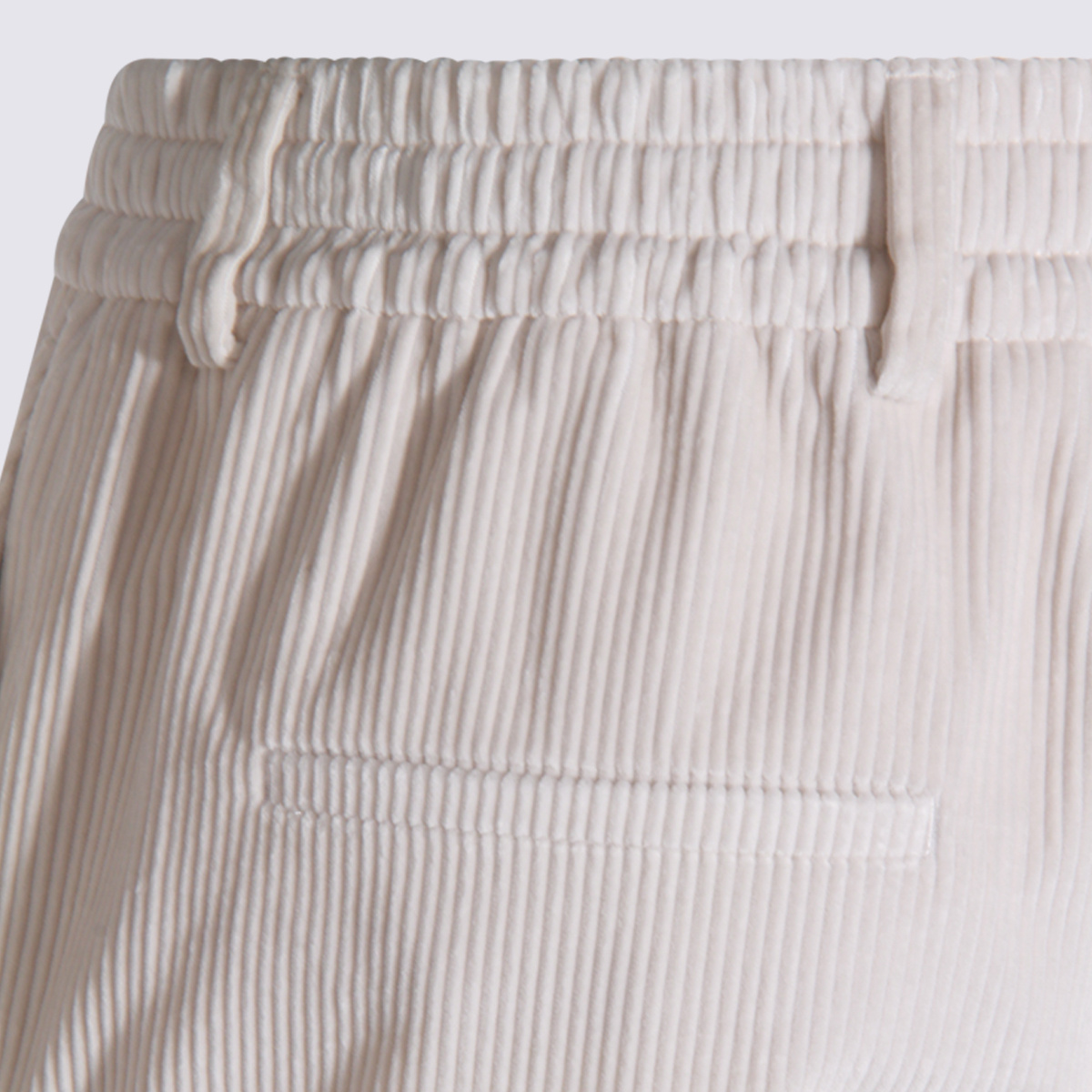 Eleventy Corduroy Texture Elastic Waistband Trousers In White