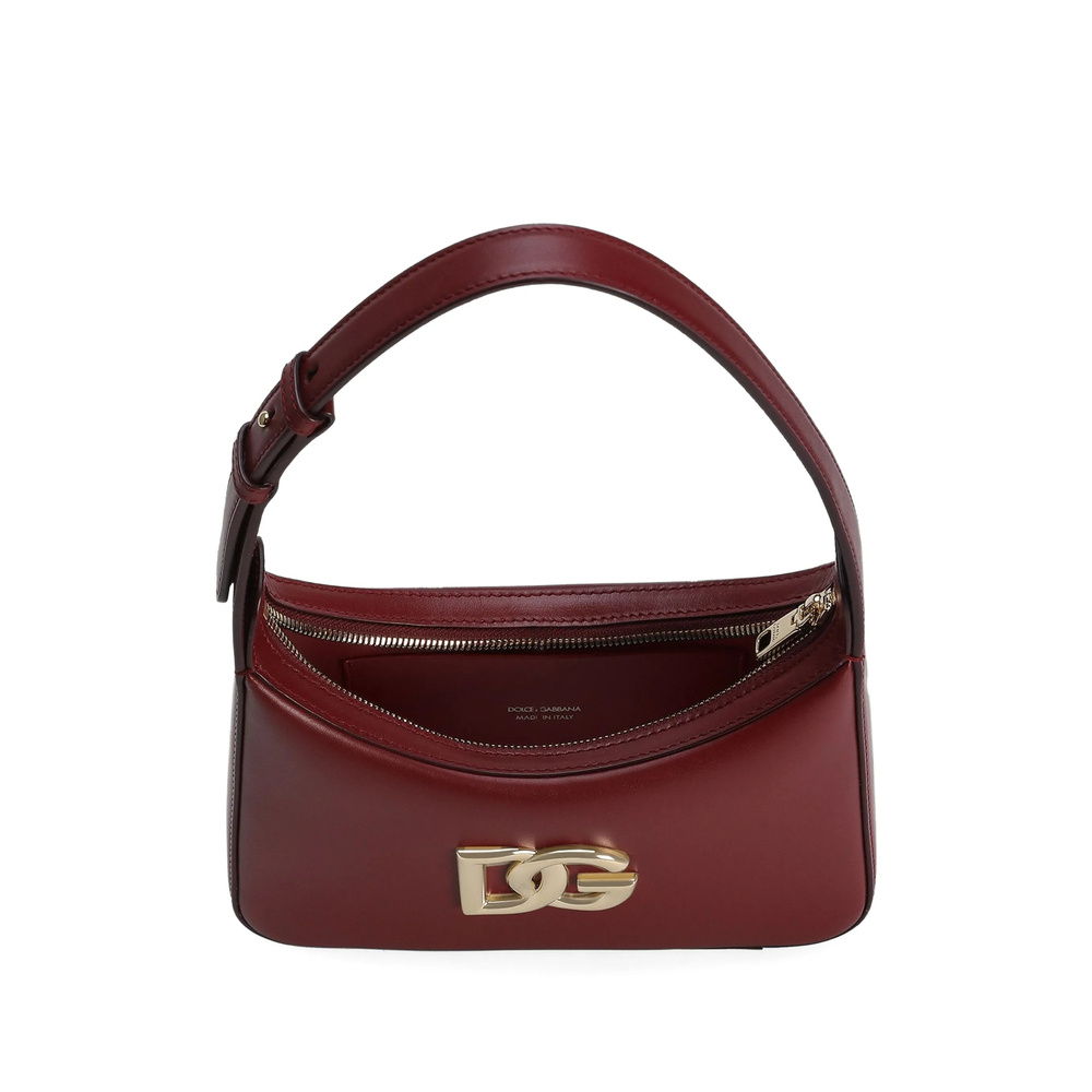 Dolce & Gabbana Leather Shoulder Bag In Burgundy