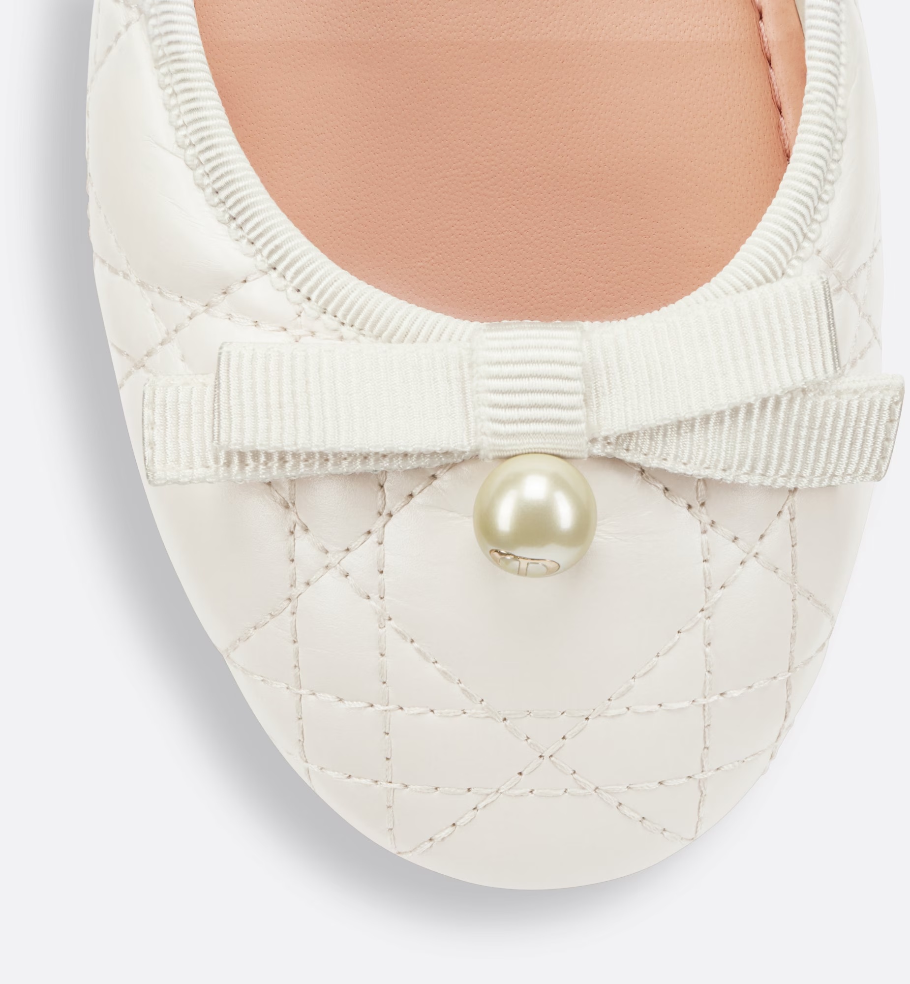 Dior Pattern Quilted Ballet Shoes In White
