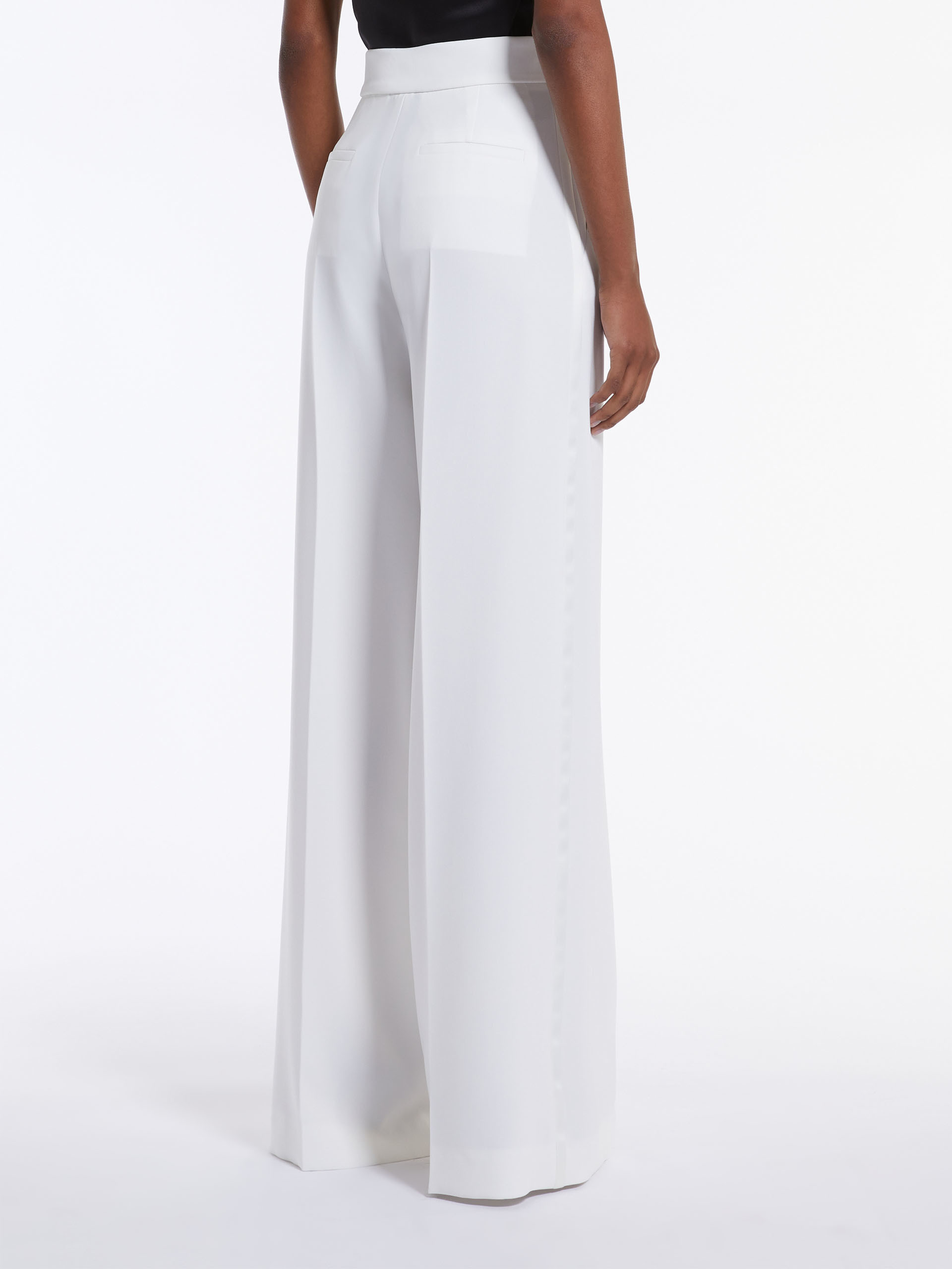 Max Mara High Belt Loop Casual Pants In White