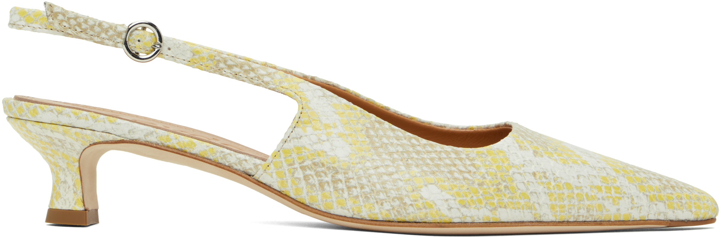 Aeyde Yellow Catrina Leather Slingback Heels In Nude