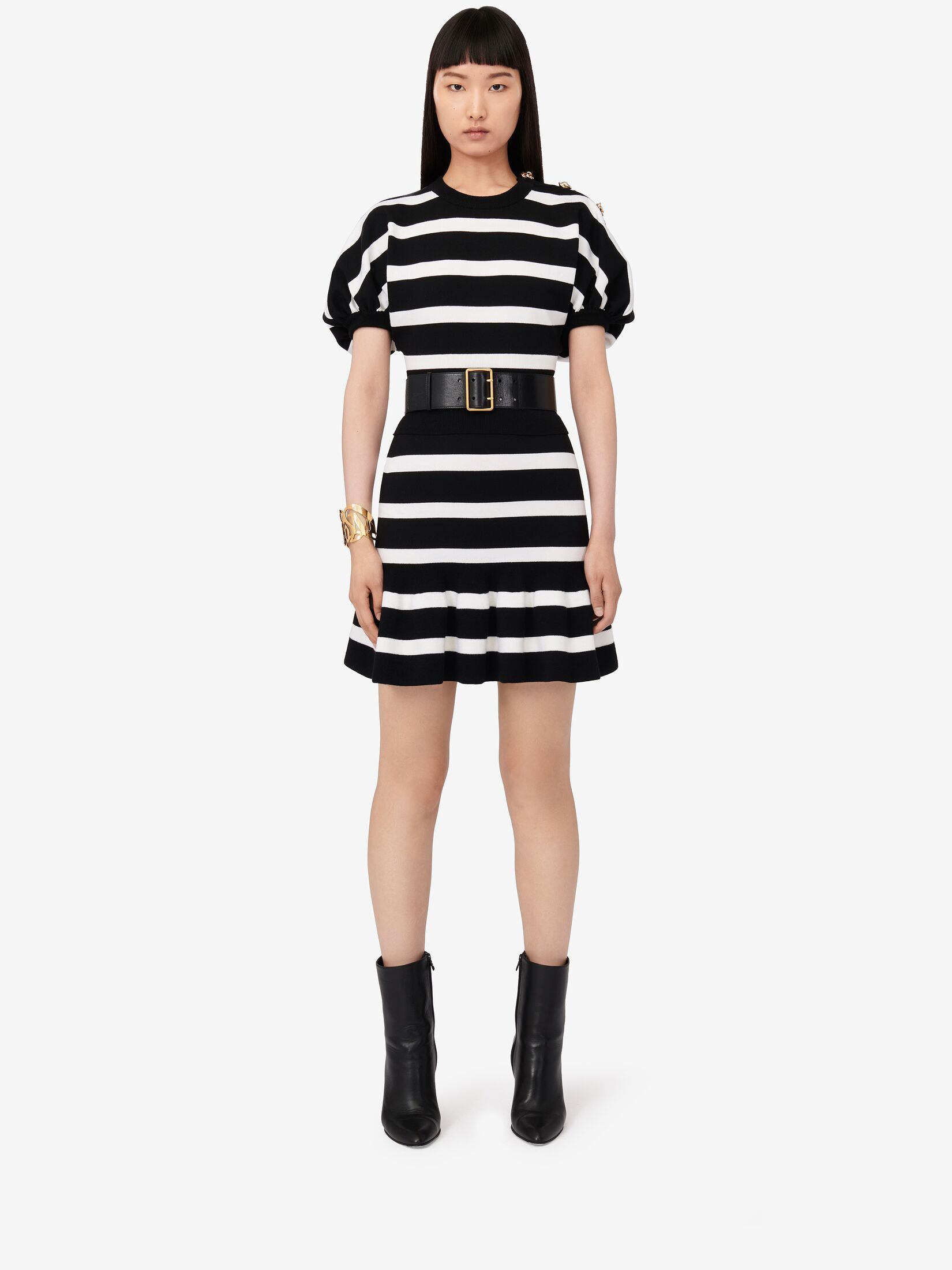 Alexander Mcqueen Wool Striped Sweater In Black