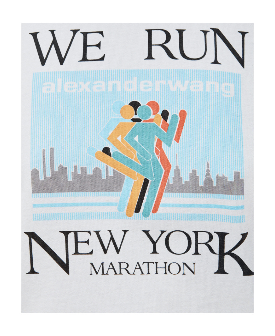 Alexander Wang Marathon Print Cotton Crew-neck T-shirt In White