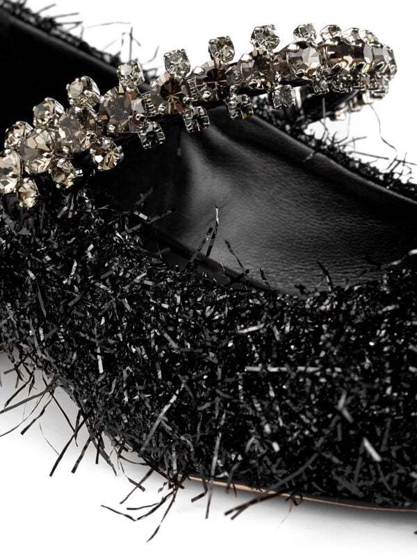 Jimmy Choo Bing Feather-embellished Ballet Flats In Black