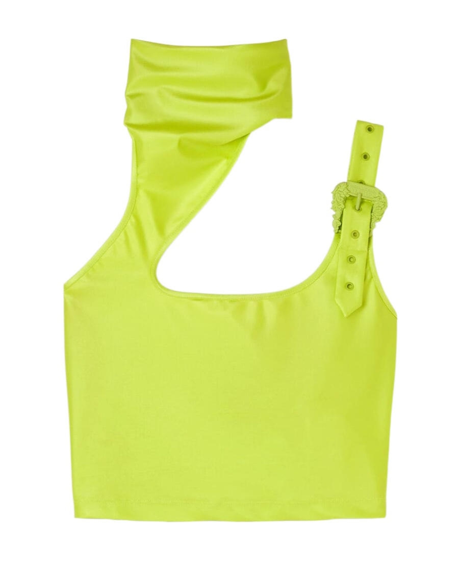 Versace Jeans Cut-out Cropped Top In Yellow