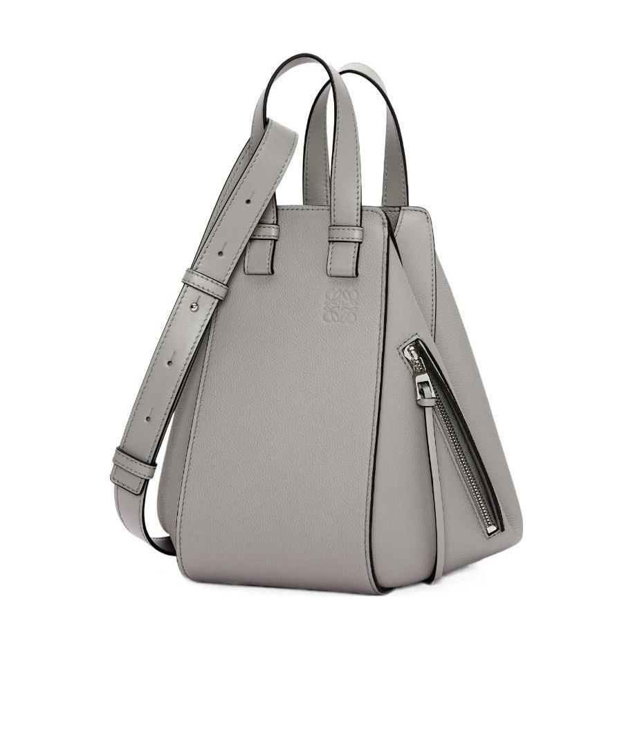 Loewe Pearl Grey Hammock Small Leather Shoulder Bag In Gray