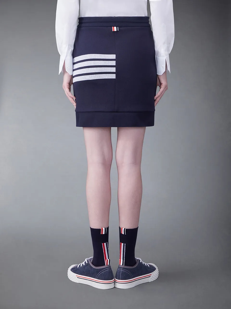 Thom Browne 4-bar Stripes Drawstring Skirt In Black