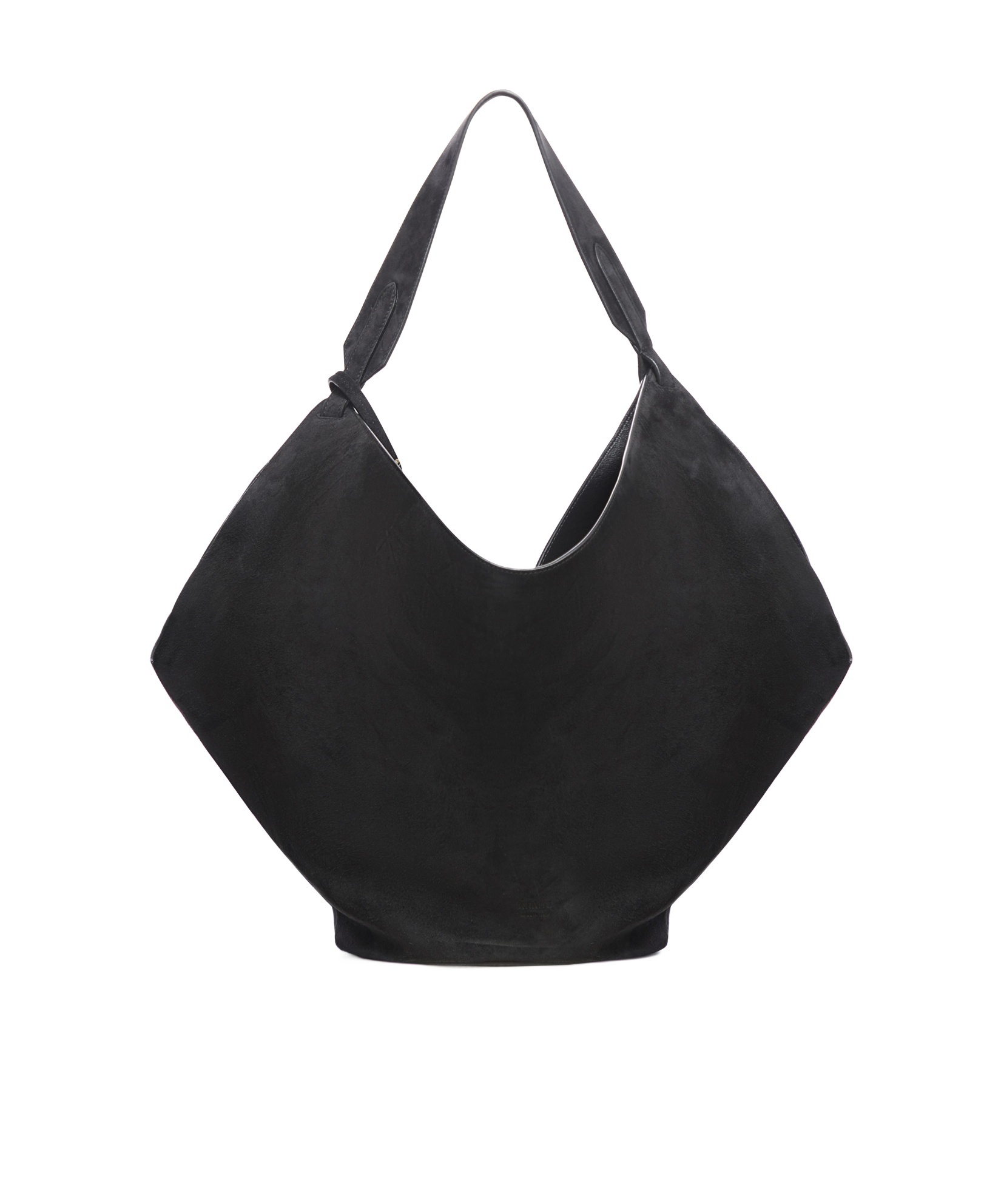 Khaite Medium Lotus Suede Tote In Black
