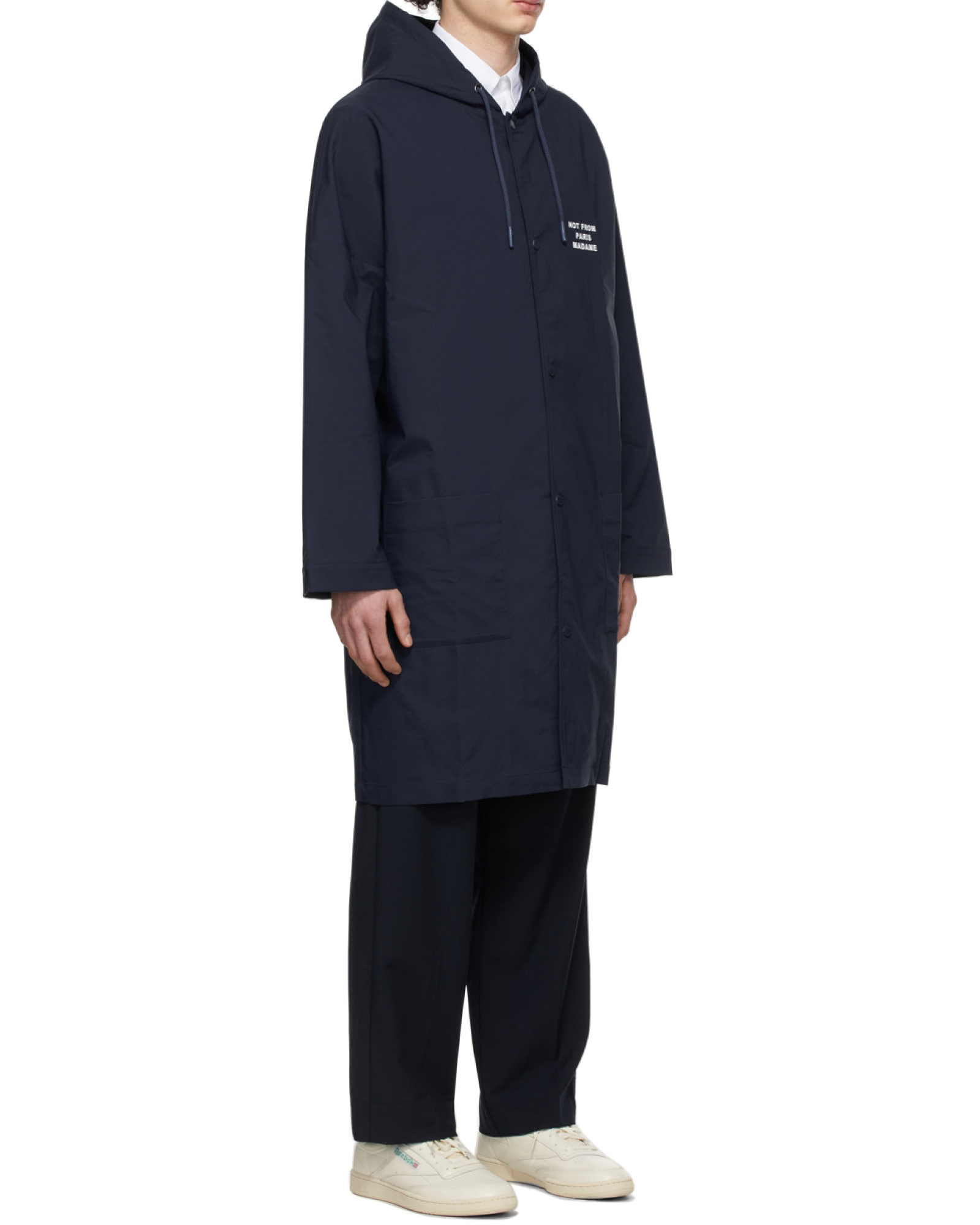 Drôle De Monsieur Slogan-print Hooded Windbreaker In Blue