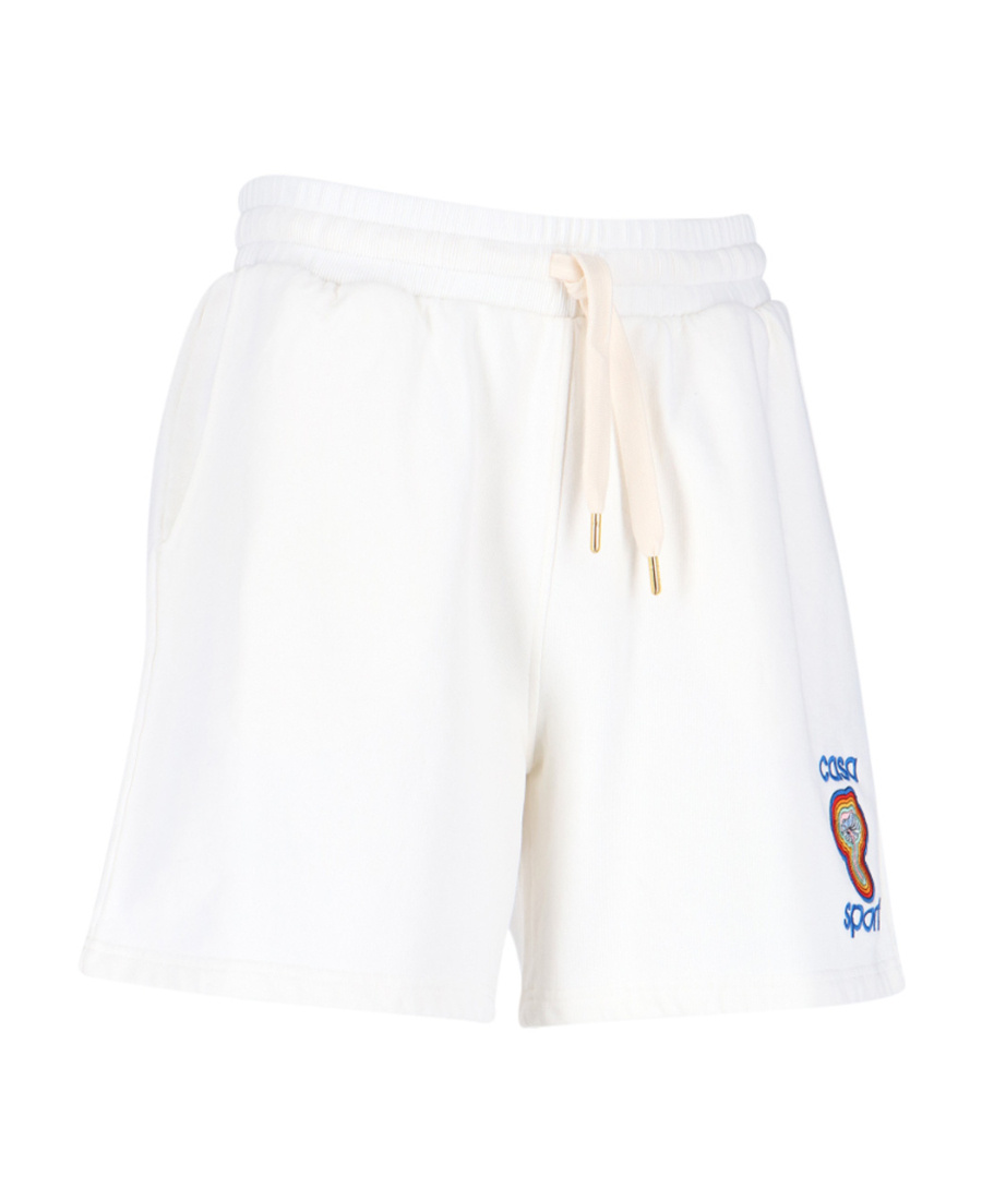 Casablanca Logo Drawstring Shorts In White