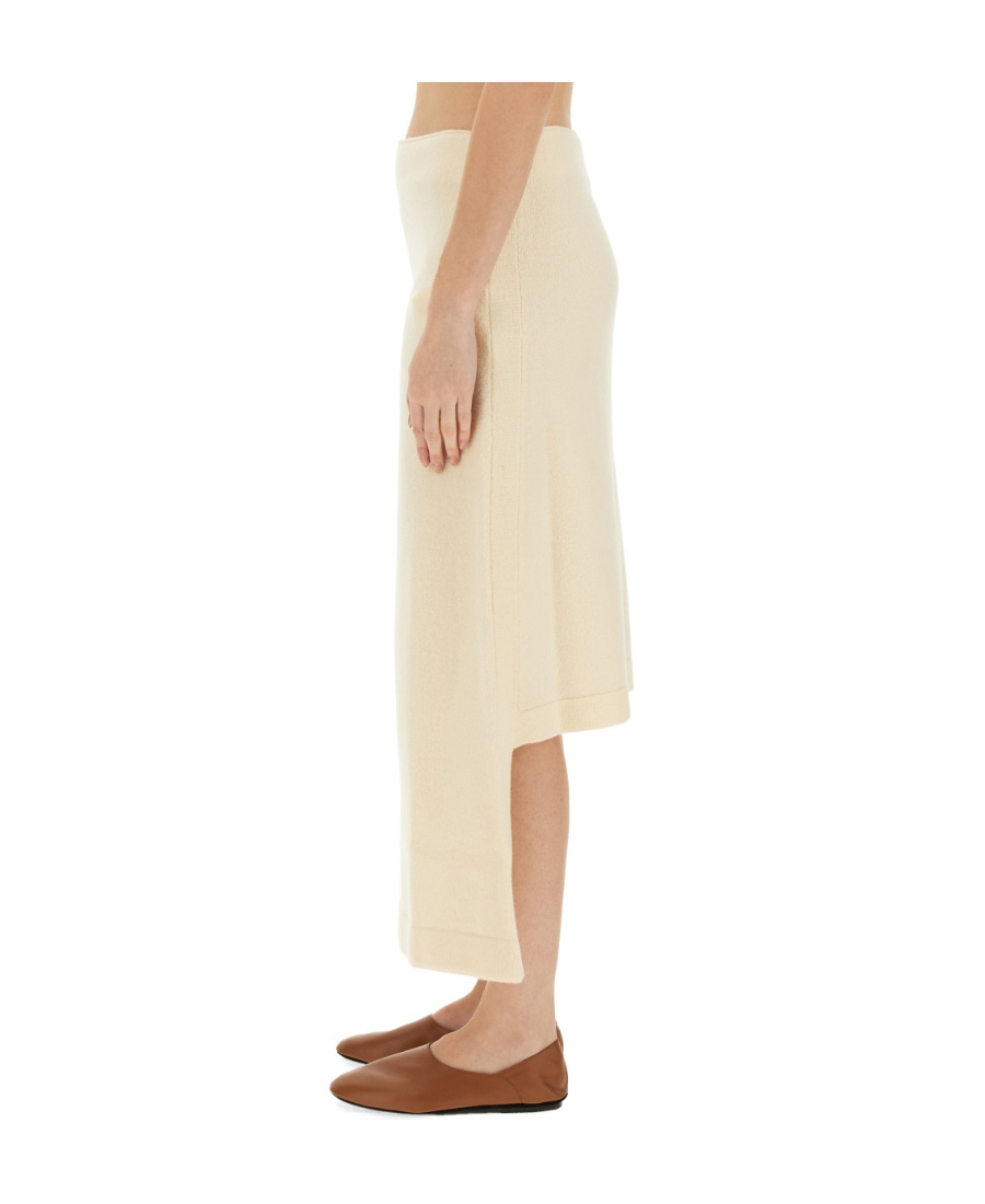 Jil Sander Regular Fit Midi Skirt In Soft Wool In Nude