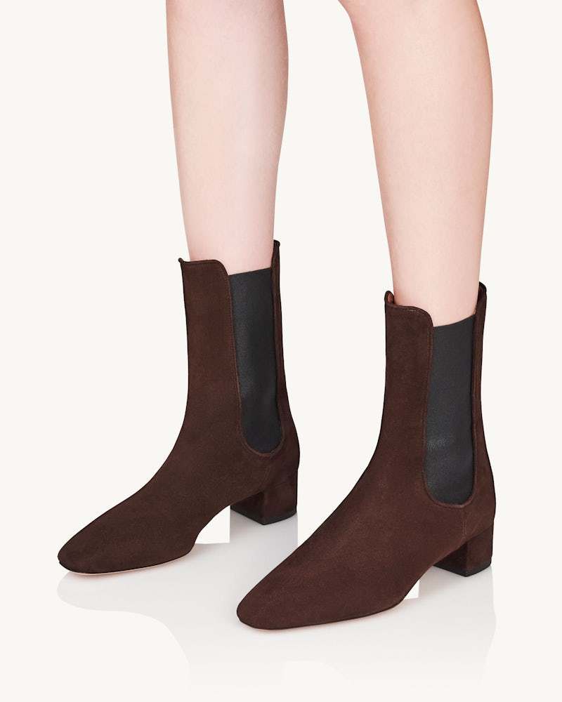 Aquazzura Lyon Suede Chelsea Ankle Booties In Black