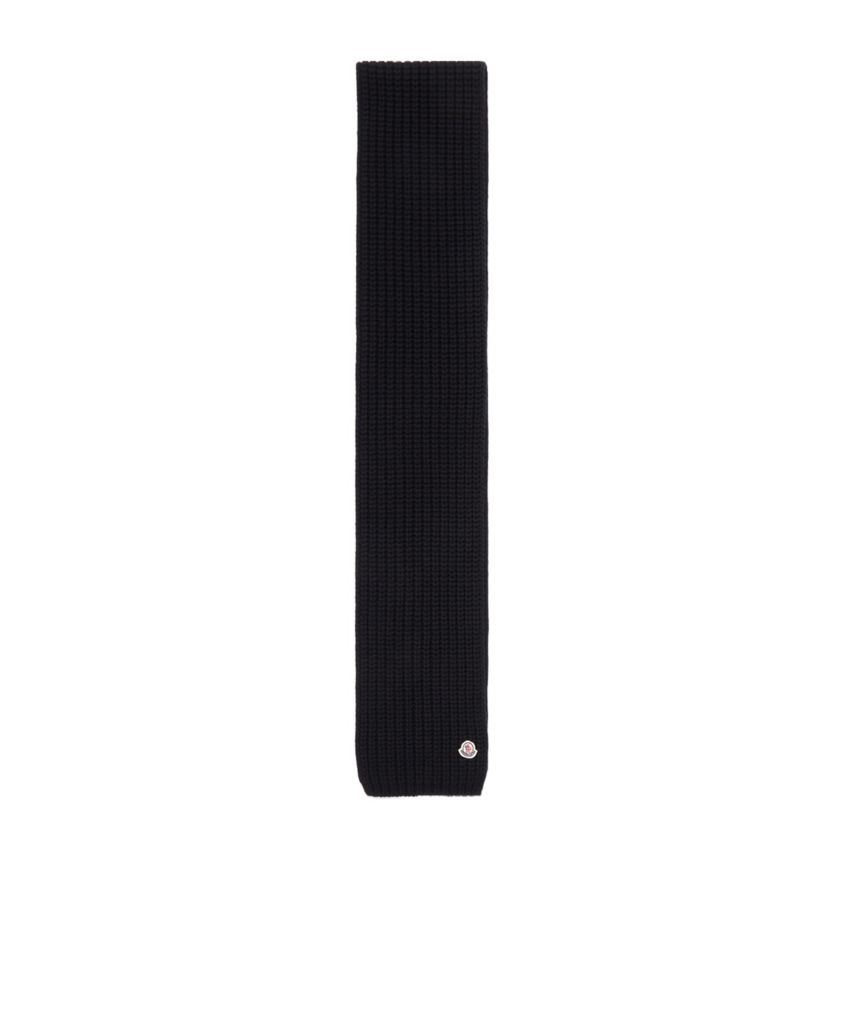 Moncler Ribbed Logo-patch Scarf In Black