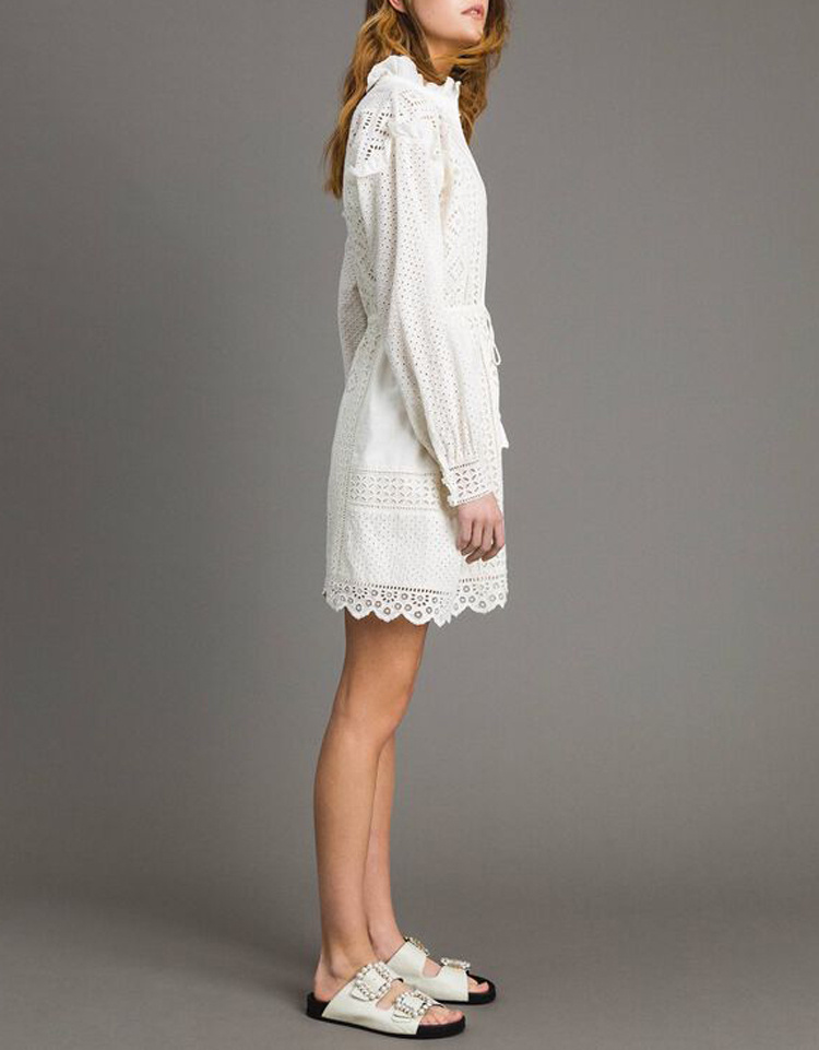 Twinset Lotus Leaf Edge Dress In White