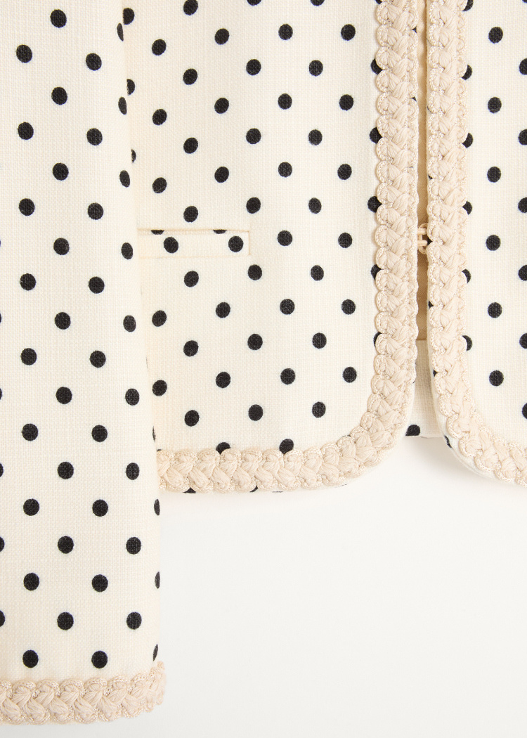 Valentino Supergran Polka Dot Printed Blazer In Light Beige/black