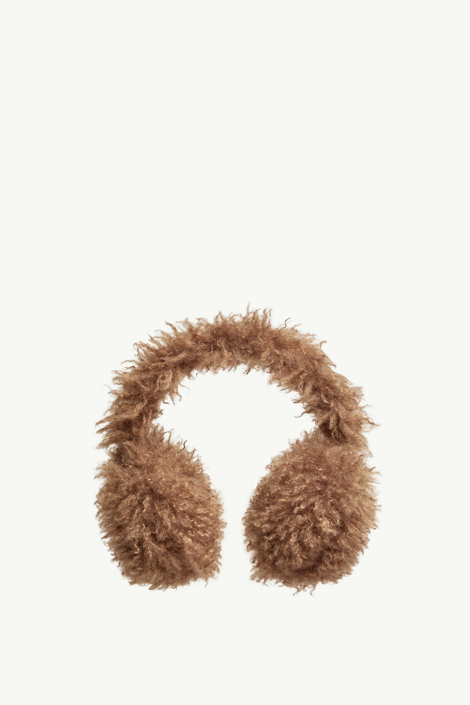 Moncler Teddy Fleece Padded Earmuffs With Adjustable Band In Brown