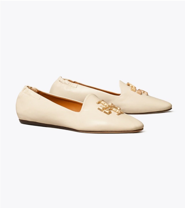 Tory Burch Eleanor Leather Medallion Loafers In Nude