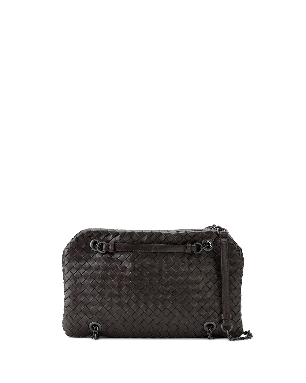 Bottega Veneta Woven Pattern Chain Handbag In Brown