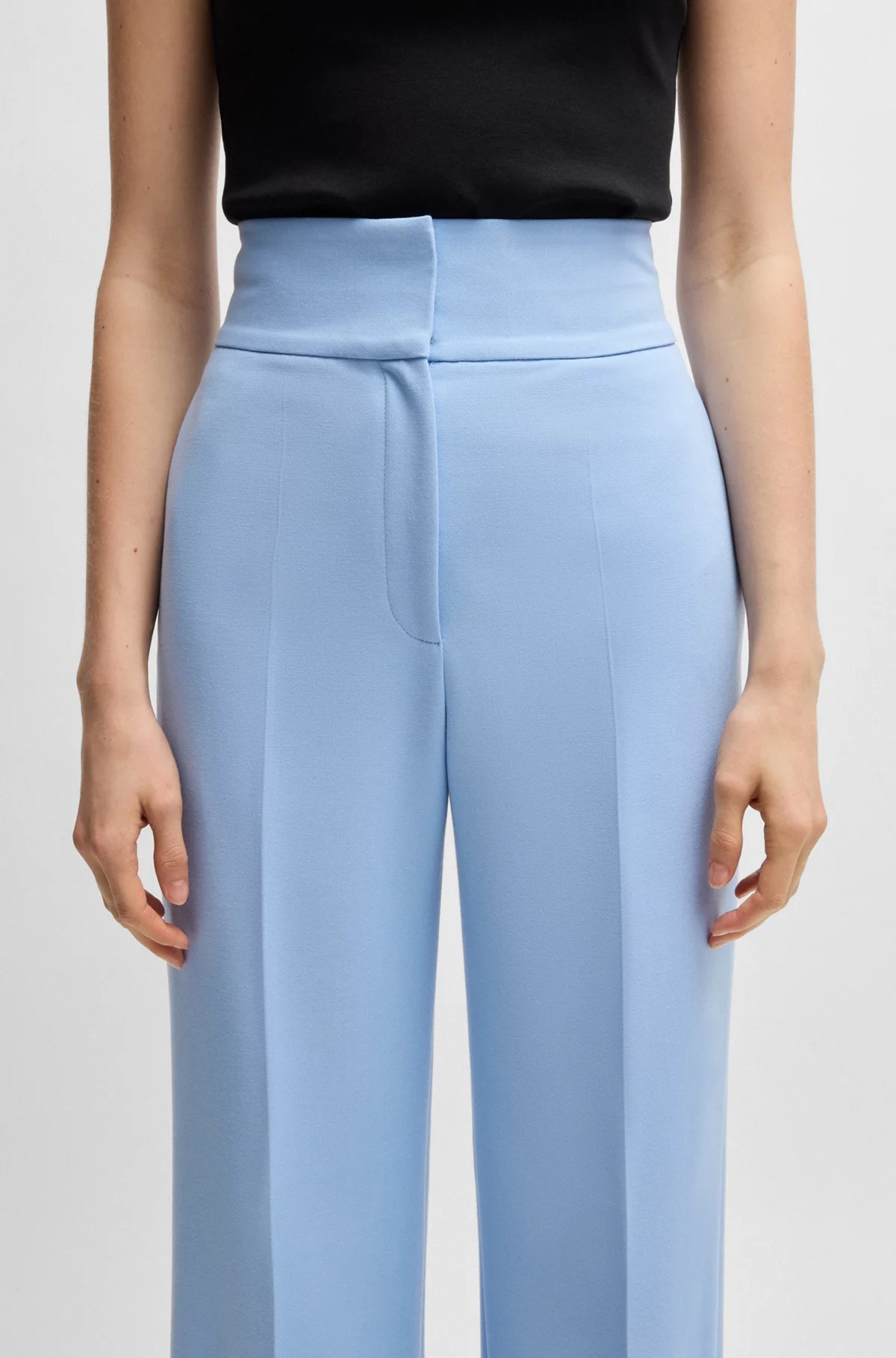 Hugo Boss High-waisted Flared Trousers In Light Blue