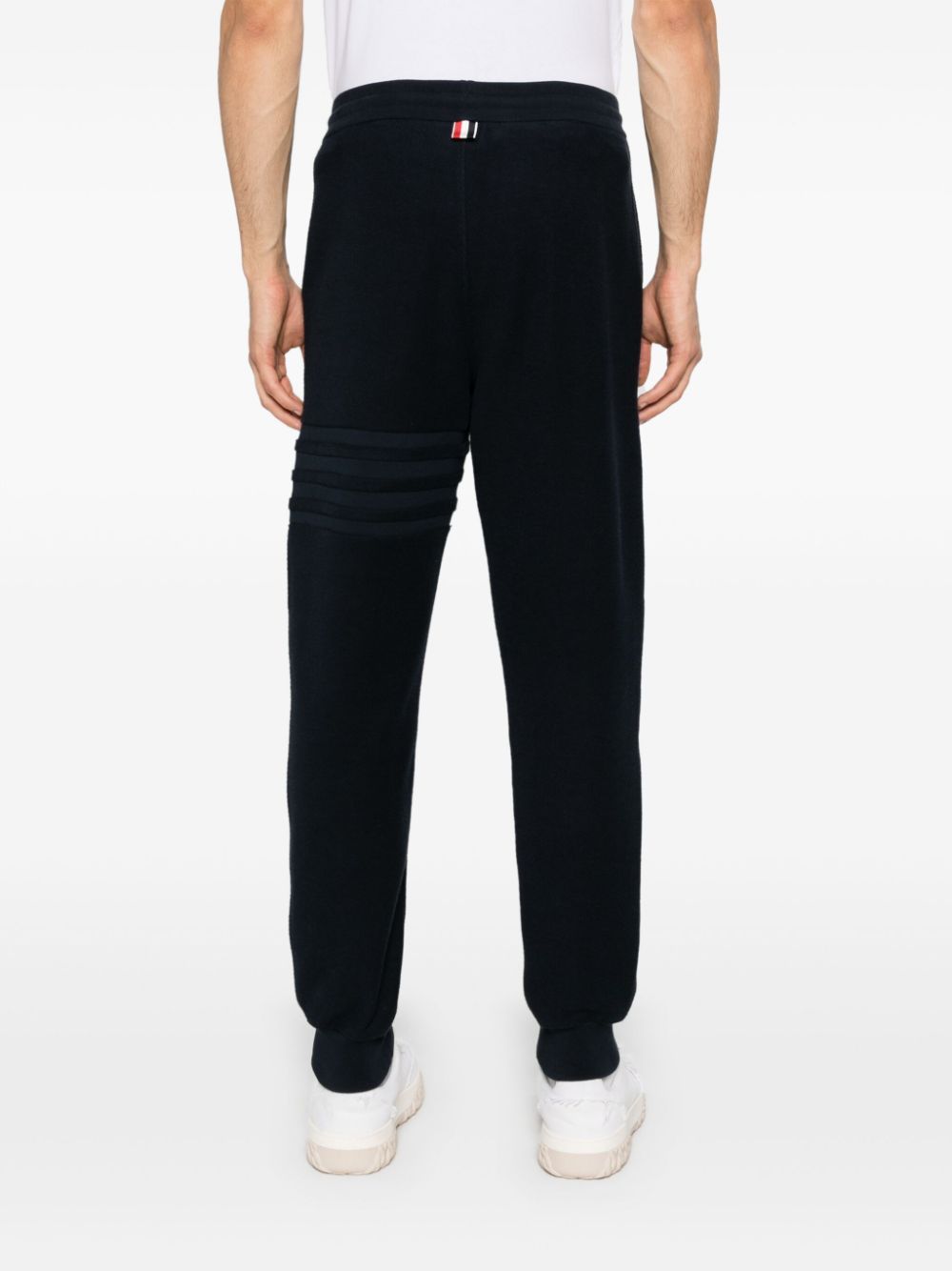 Thom Browne Flecked Knitted Track Pants In Black
