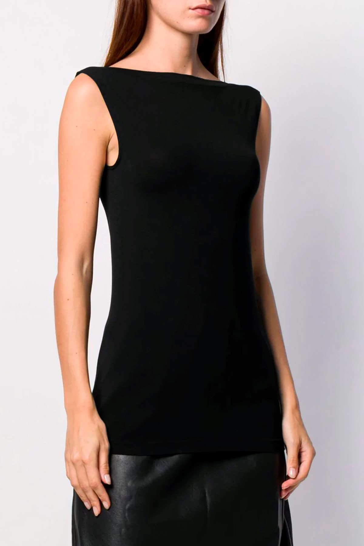 Wolford Aurora Crewneck Stretch-jersey In Black