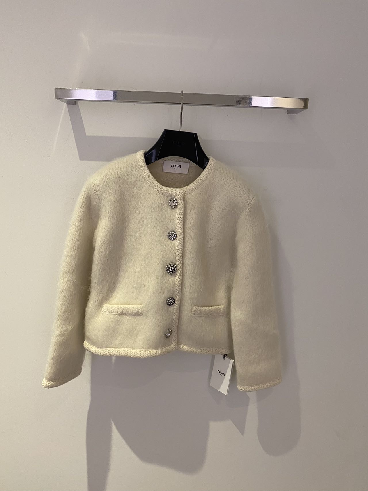 Celine Brushed Mohair Cardigan In Nude