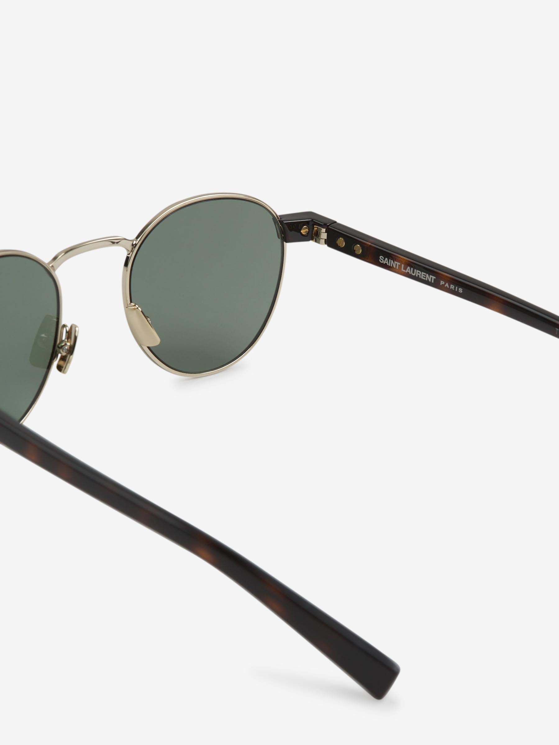 Saint Laurent Round-frame Gold-tone And Tortoiseshell Acetate Sunglasses In Gray