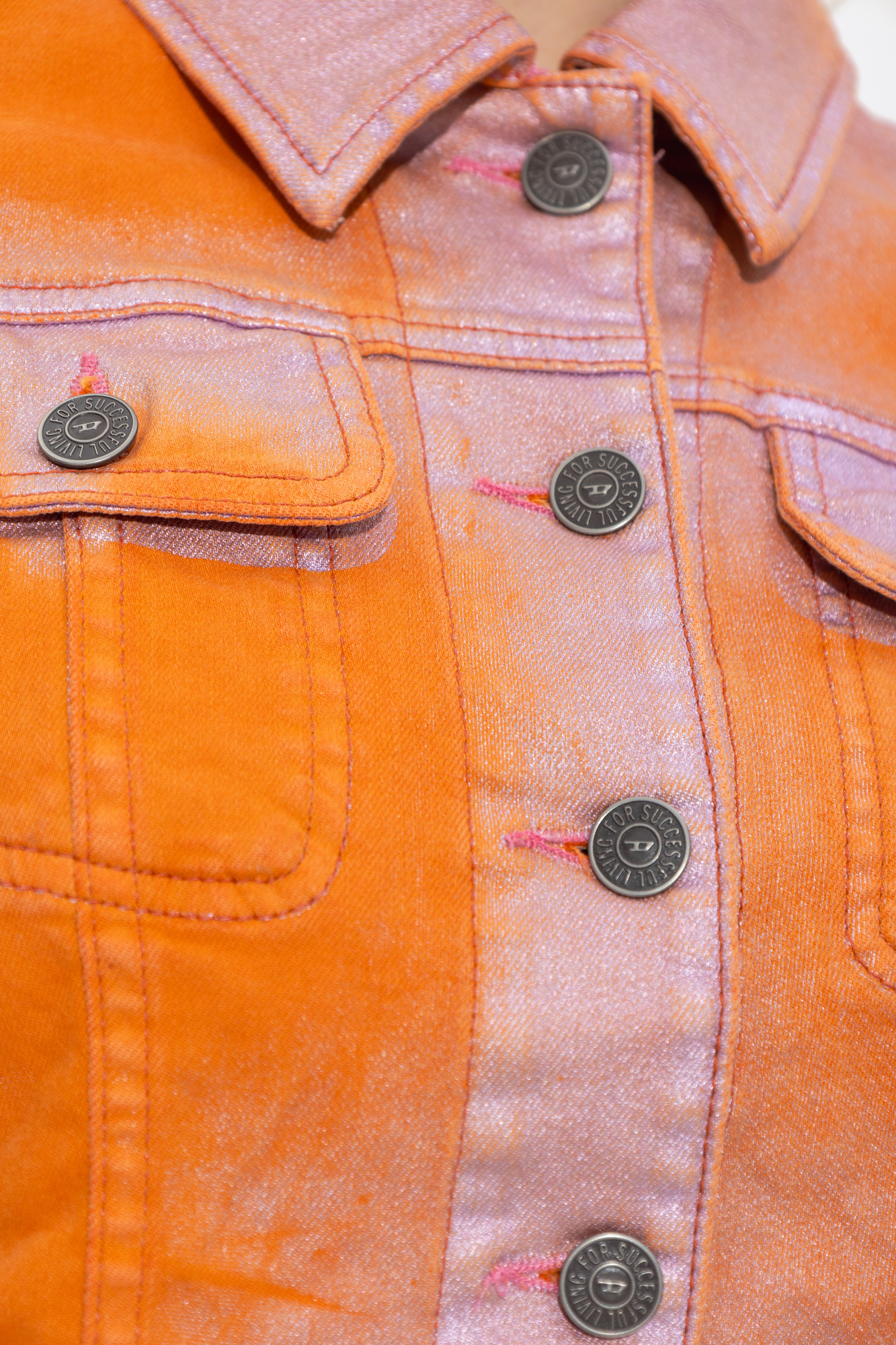 Diesel De-slimmy-s Cropped Denim Jacket In Orange