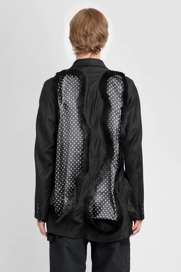 Comme Des Garçons Faux Fur-embellished Single-breasted Blazer In Black