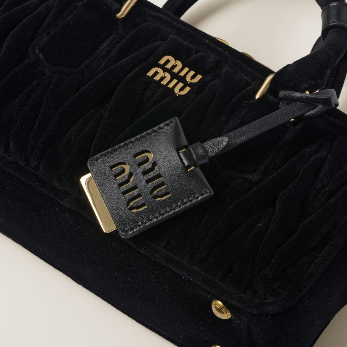 Miu Miu Arcadie Matelassé Vevlet Tote Bag In Black