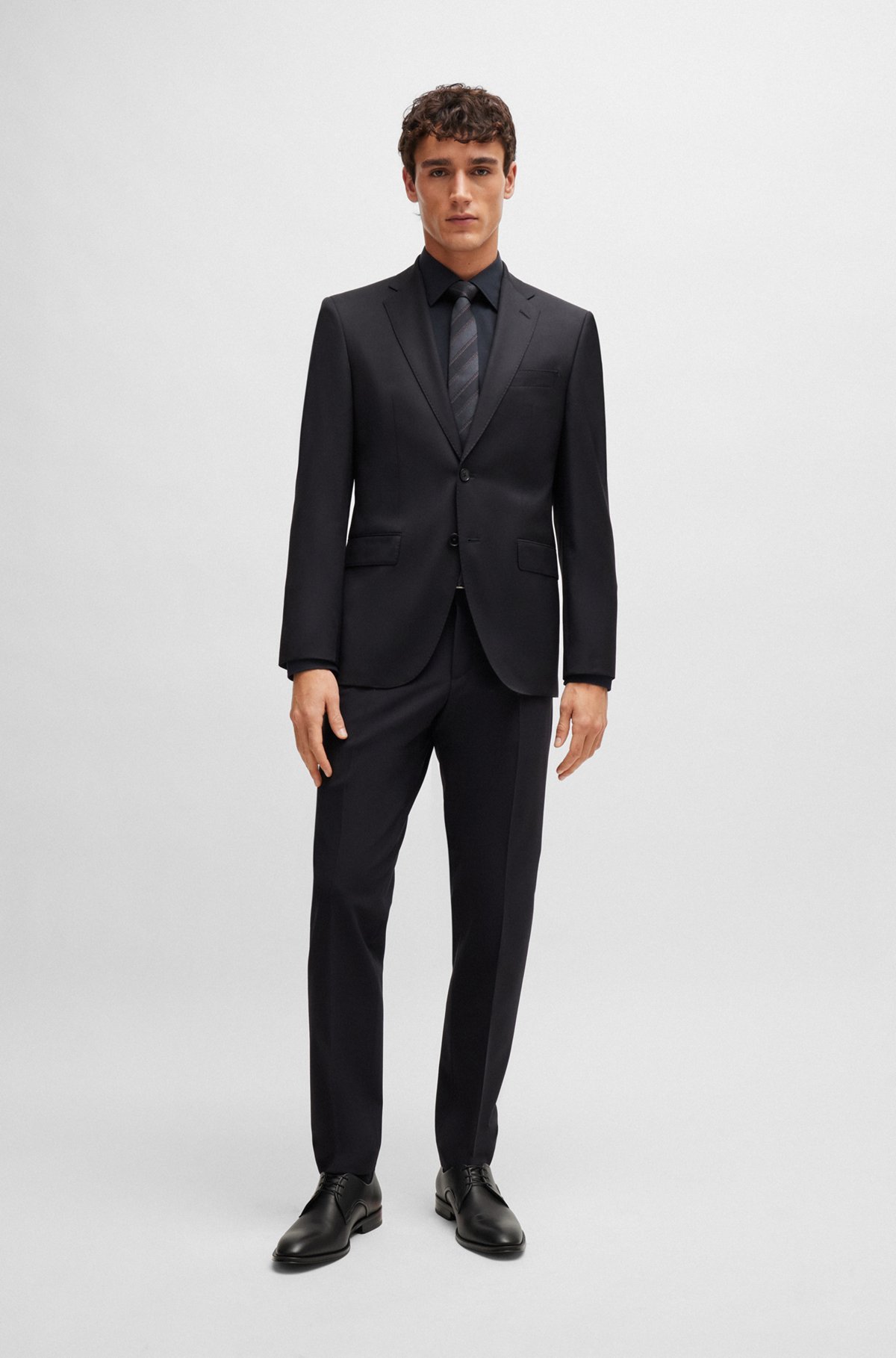 Hugo Boss Round-headed Business Dress Shoes In Black