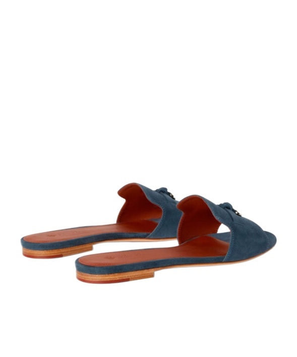 Loro Piana Summer Charms Flat Slippers In Denim Blue