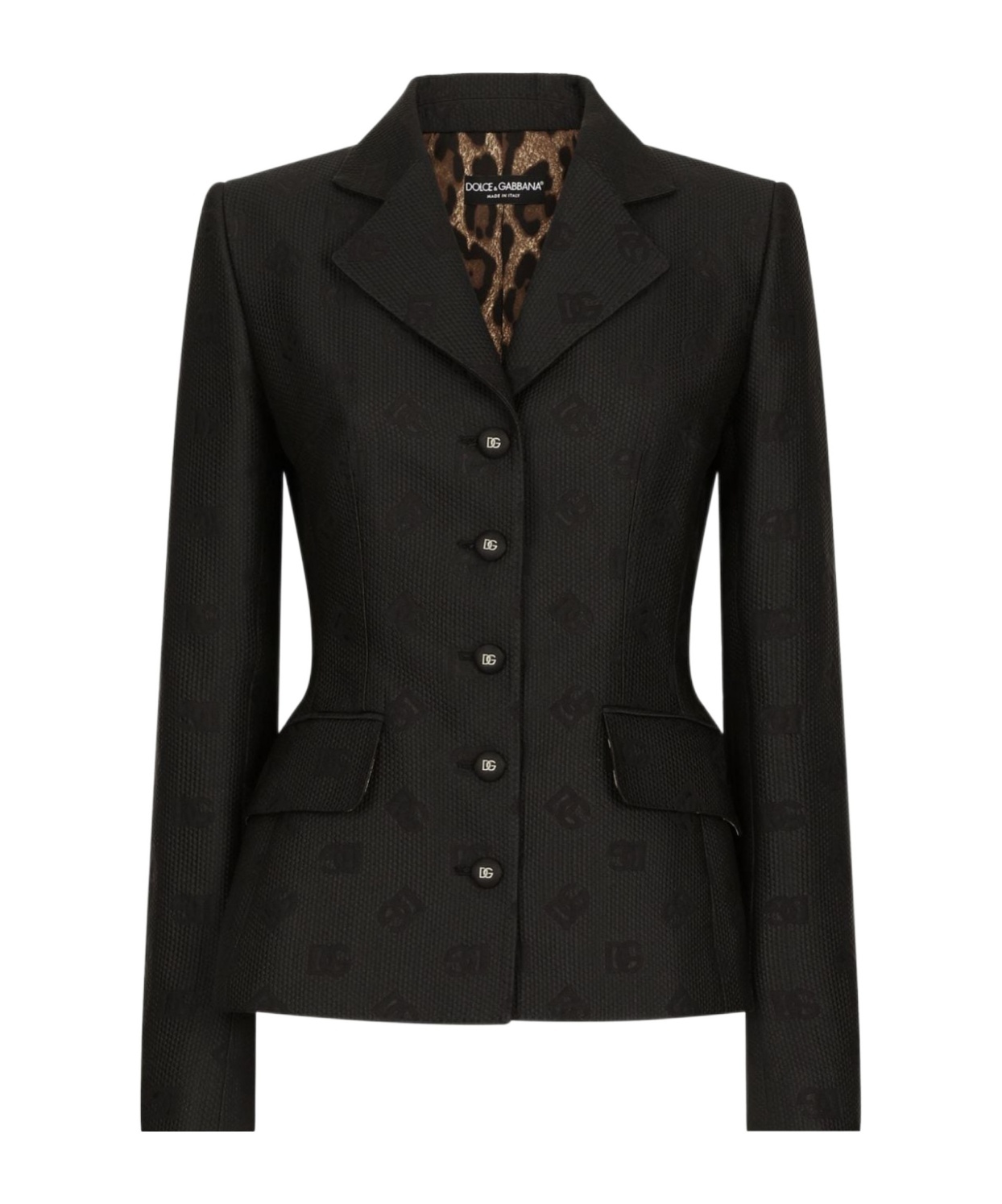 Dolce & Gabbana Black Logo Jacquard Single-breasted Blazer In Black