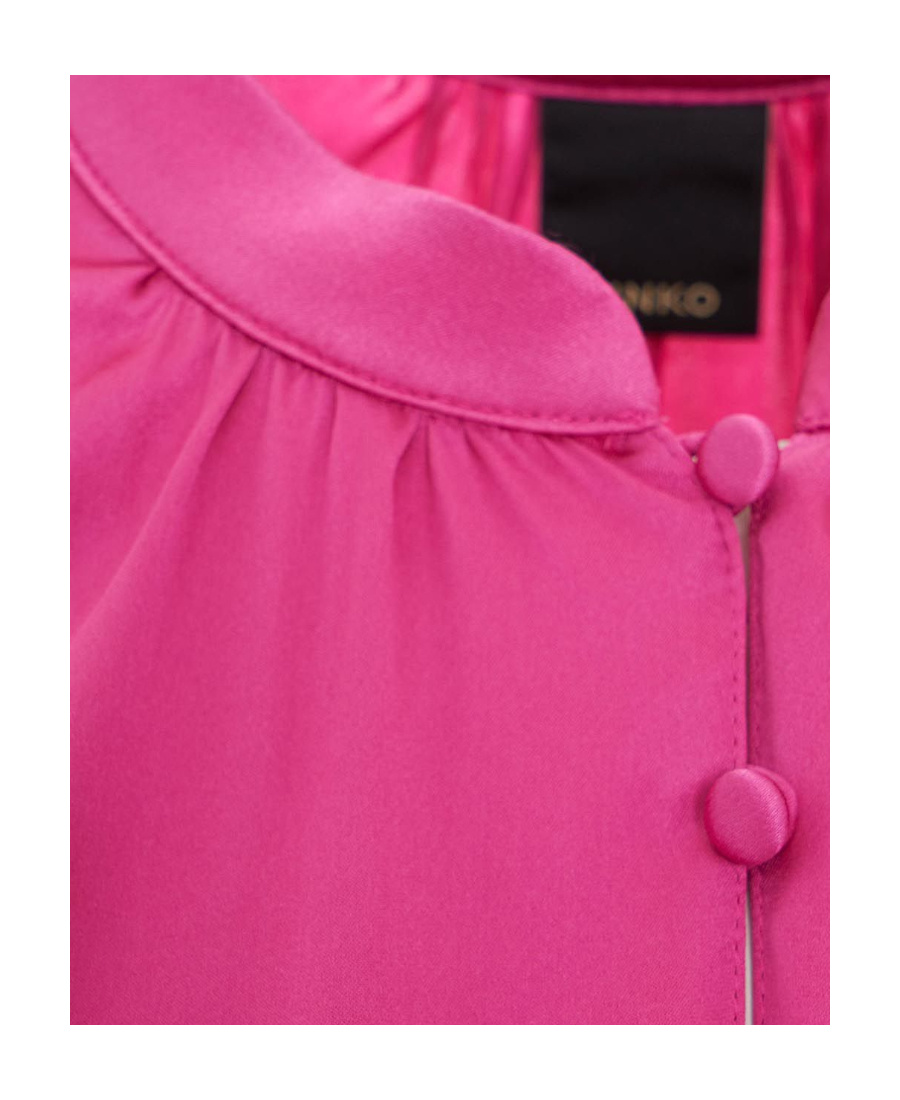 Pinko Band-collar Satin Blouse In Pink