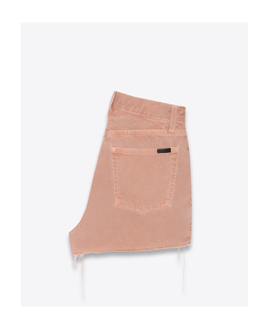 Saint Laurent Vintage-effect Denim Shorts In Brown