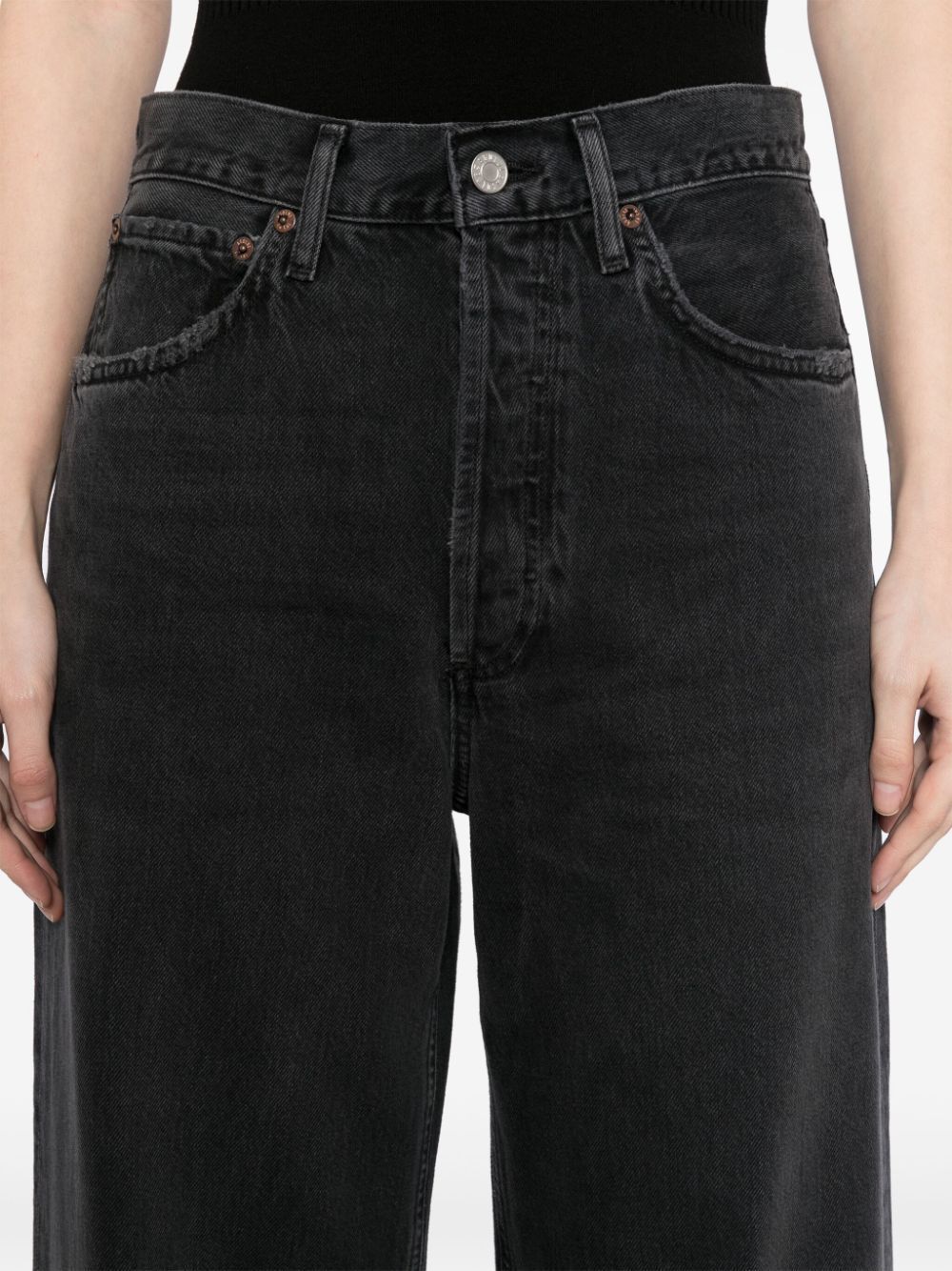 Agolde Dame High Waist Wide Leg Organic Cotton Jeans In Black
