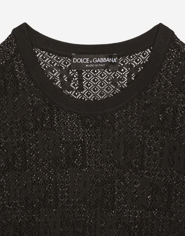 Dolce & Gabbana Monogram-jacquard Round-neck Top In Black