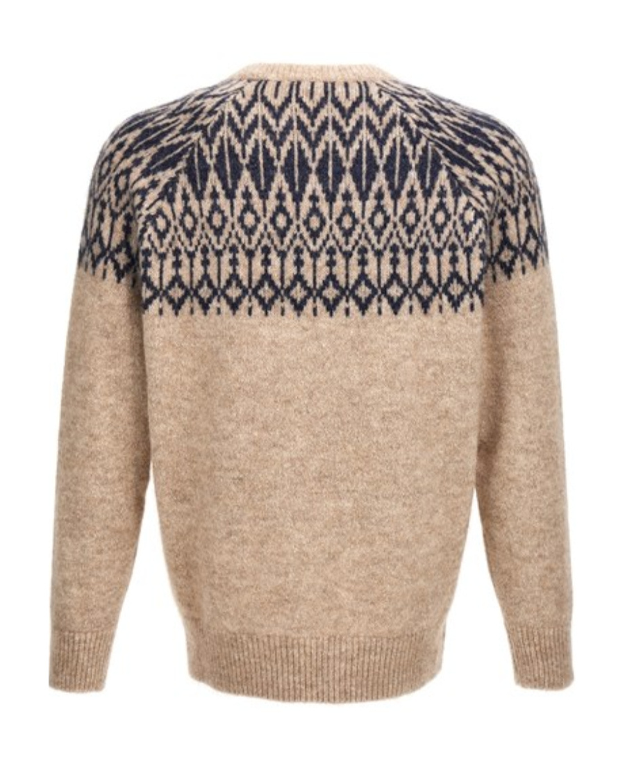 Brunello Cucinelli Patterned-knit Crew-neck Jumper In Nude
