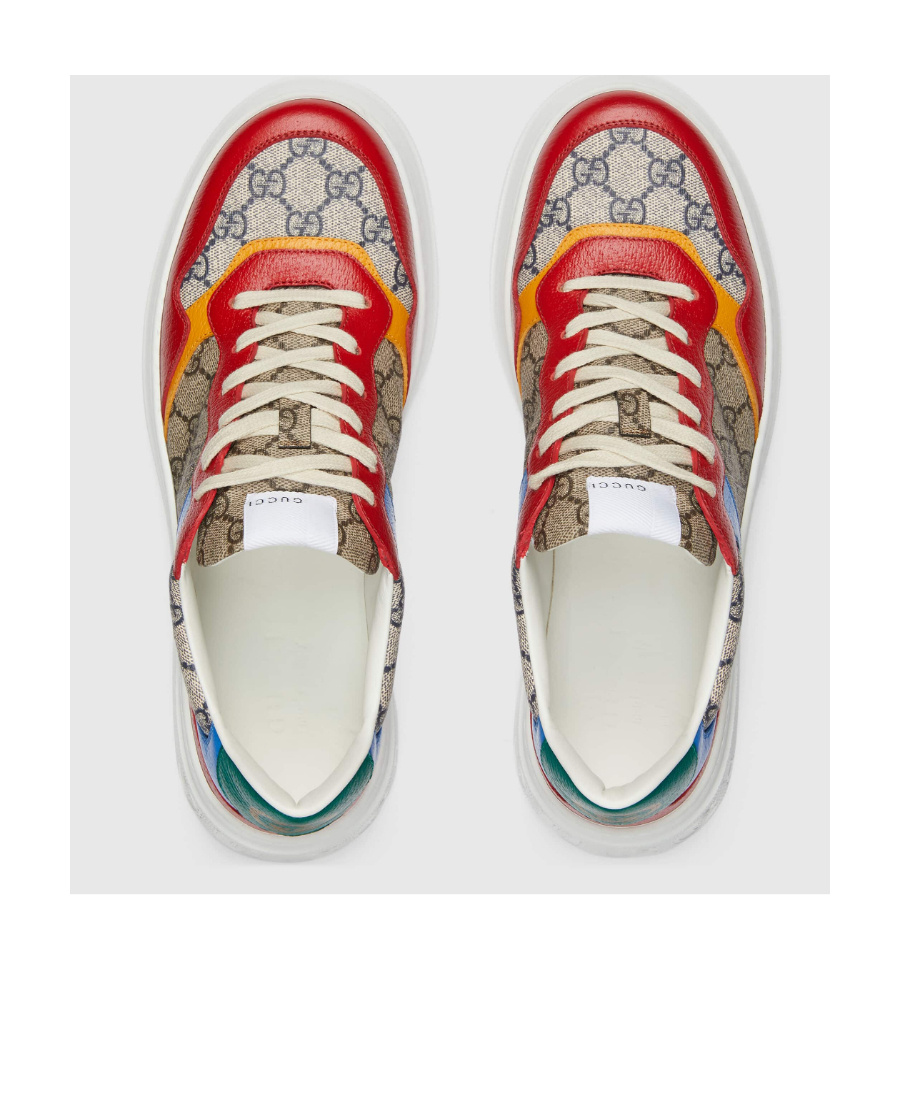 Gucci Gg Panelled Lace-up Sneakers In Neutrals